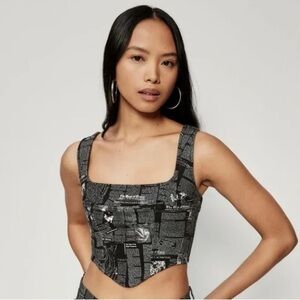 Reformation Raya Zine Denim Bustier Top